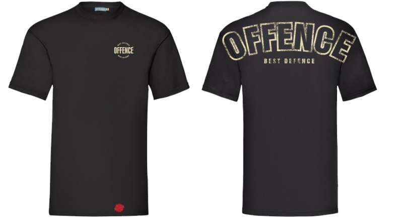 T-SHIRT OFFENCE BEST DEFENCE BIG BACK BLACK Offence best defence