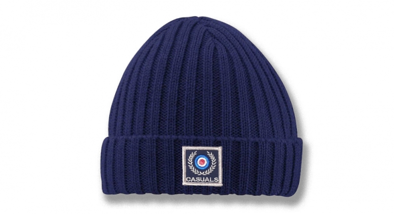 BEANIE RIBBED BLUE CASUALS APPLICATION Caps